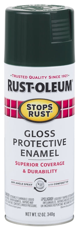 Rust-Oleum 7733830 Rust Preventative Spray Paint, Gloss, Dark Hunter Green, 12 oz, Can