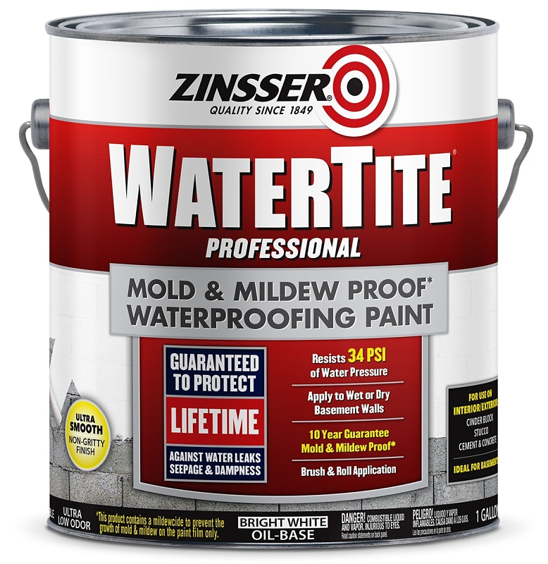 Zinsser WATERTITE 05001 Block Filler Paint, Oil, White, 1 gal, Can, 75/100 sq-ft/gal Coverage Area