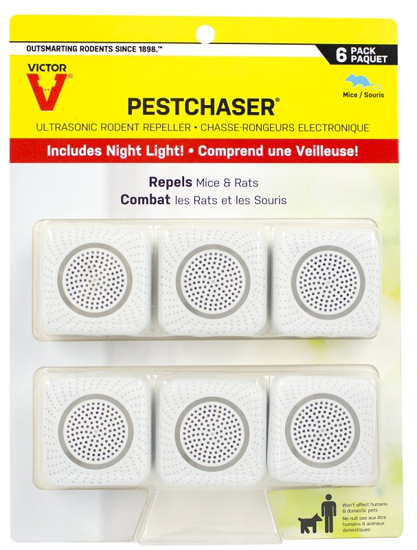 Victor PestChaser M756K Rodent Repellent, Plug-In, 1.69 in L, Repels: Mice, Rats, 6/PK