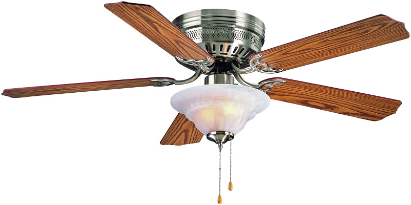 Boston Harbor Ceiling Fan, 5-Blade, Oak/Walnut Blade, 52 in Sweep, MDF Blade, 3-Speed