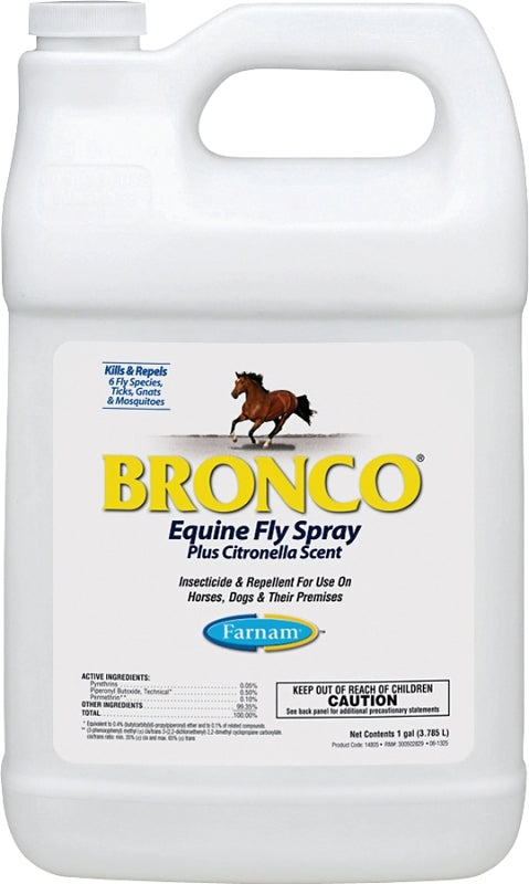 Farnam Bronco 100502327 Fly Spray, Liquid, Clear, Citronella, 1 gal Bottle