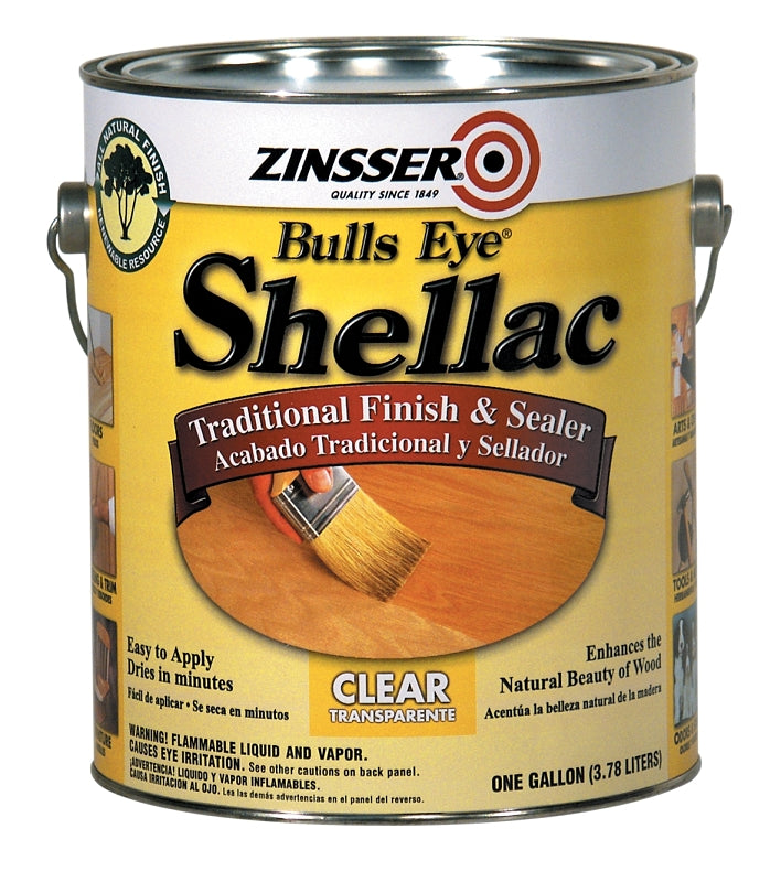 Zinsser 00301 Shellac, Midtone, Clear, Liquid, 1 gal, Can