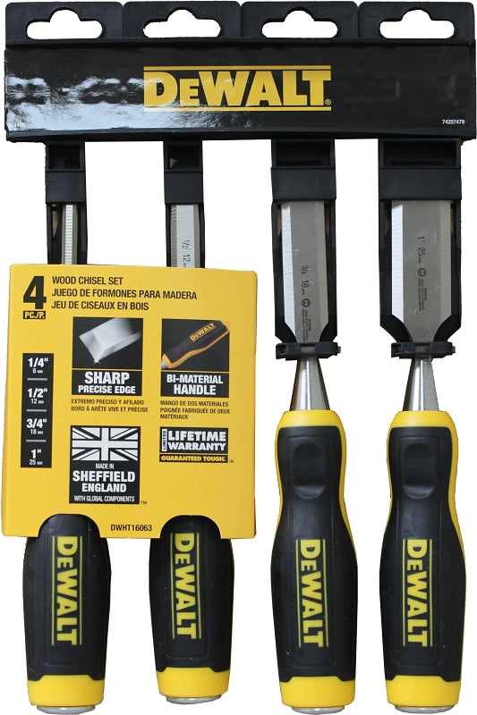 DeWALT DWHT16063 Chisel Set, 4-Piece, Black/Yellow