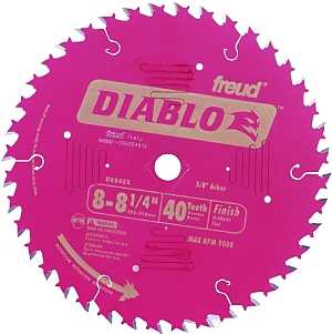 Diablo D0840X Circular Saw Blade, 8 to 8-1/4 in Dia, 5/8 in Arbor, 40-Teeth, Carbide Cutting Edge