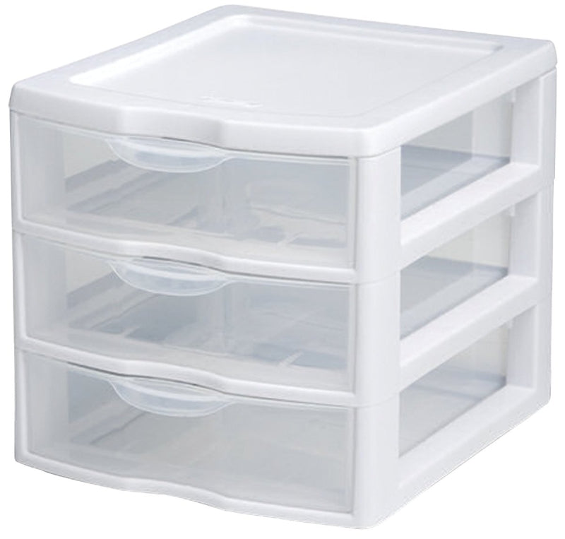 Sterilite 20738006 Small Drawer Unit, 3-Drawer, Plastic, 7-1/4 in OAW, 8-1/2 in OAH, 6-7/8 in OAD