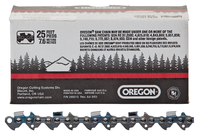 Oregon D025U Chainsaw Chain, 25 ft L Bar, 0.05 Gauge, 3/8 in TPI/Pitch