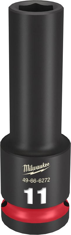 Milwaukee SHOCKWAVE Impact Duty Series 49-66-6272 Deep Impact Socket, 11 mm Socket, 1/2 in Drive, Square Drive, 6-Point