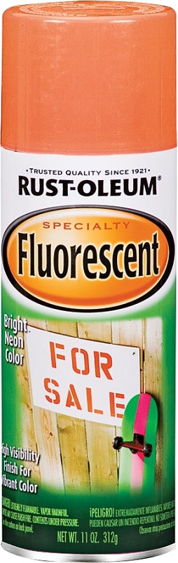 Rust-Oleum 342568 Specialty Paint, Flat/Matte, Fluorescent Orange, 11 oz, Aerosol Can