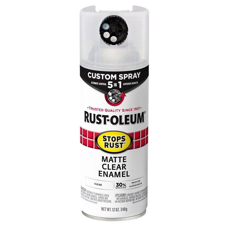 Stops Rust 376868 5-In-1 Enamel Paint, Matte, Clear, 12 oz, Aerosol Can