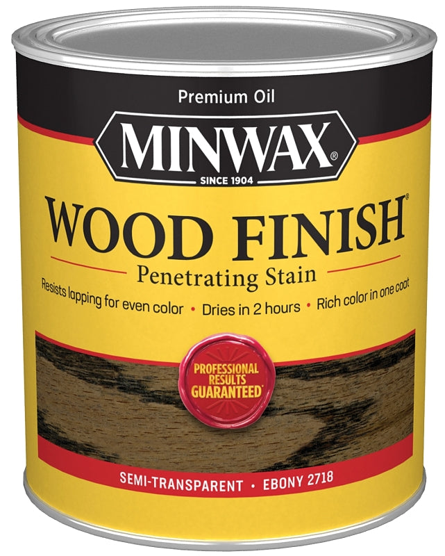 Minwax 70013444 Wood Stain, Ebony, Liquid, 1 qt, Can