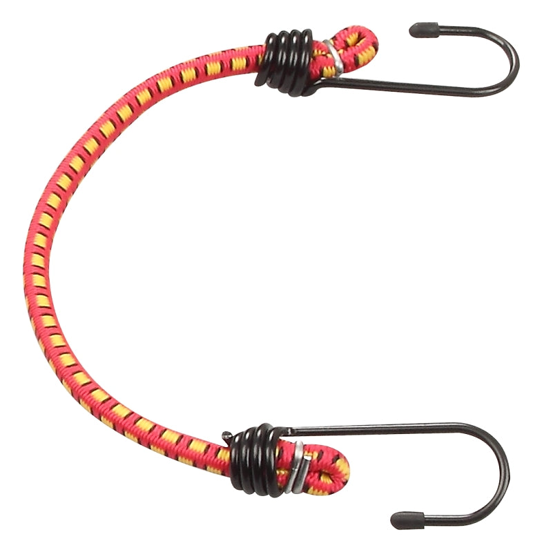 ProSource Stretch Cord, 8 mm Dia, 13 in L, Polypropylene, Red, Hook End