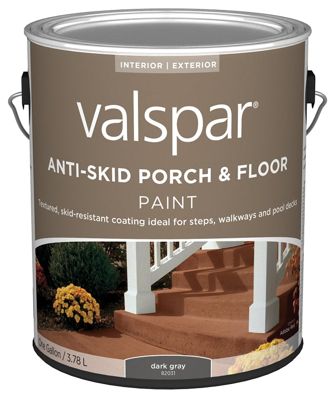 Valspar 024.0082031.007 Porch and Floor Paint, Dark Gray, 1 gal, 100 sq-ft/gal Coverage Area