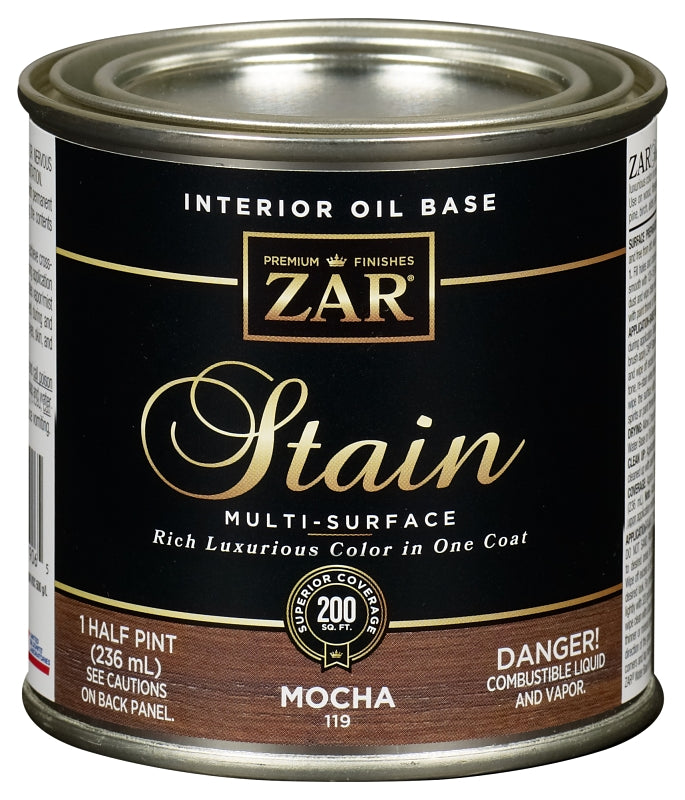 ZAR 11906 Wood Stain, Mocha, Liquid, 0.5 pt, Can