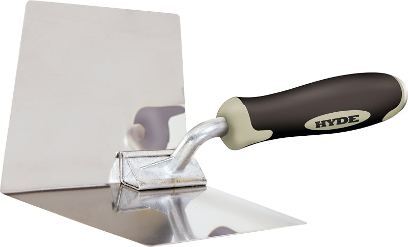 Hyde MAXXGRIP Series 09410 Corner Trowel, 4 in W Blade, Stainless Steel Blade, Non-Slip Grip Handle, Hardwood Handle