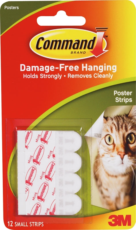 Command 17024 Poster Strip, 5/8 in W, 13/16 in L, Clear