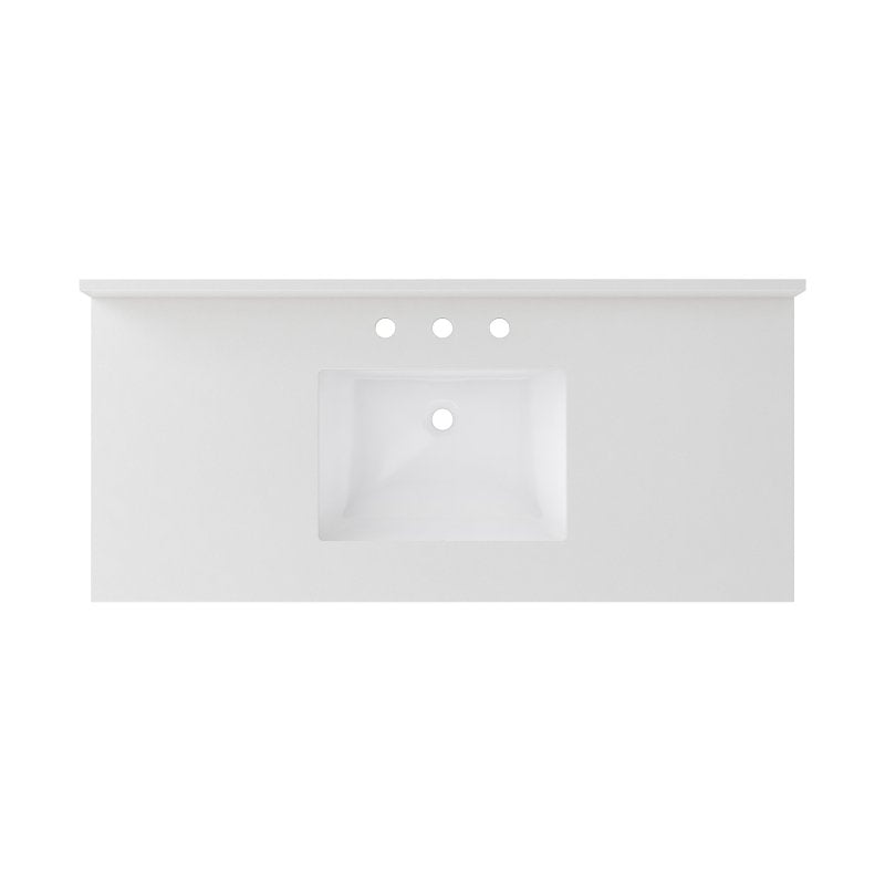 Craft + Main QZ49228SWR Vanity Top, 22 in OAL, 49 in OAW, Quartz, Snow White, Undermount Sink, 1-Bowl, Rectangular Bowl