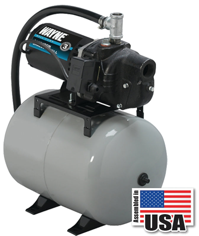 Wayne SWS50-8.5FX Jet Pump, 120/240 V, 0.5 hp, 1-1/4 in Suction, 3/4 in Discharge Connection, 25 ft Max Head, 420 gph