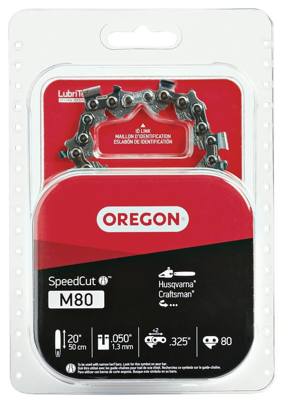 Oregon SpeedCut M80 Chainsaw Chain, 20 in L Bar, 0.05 Gauge, 0.325 in TPI/Pitch, 80-Link