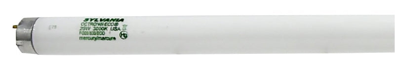 Sylvania 22363 Fluorescent Bulb, 25 W, T8 Lamp, Medium G13 Lamp Base, 2150 Lumens, 3000 K Color Temp, Warm White Light