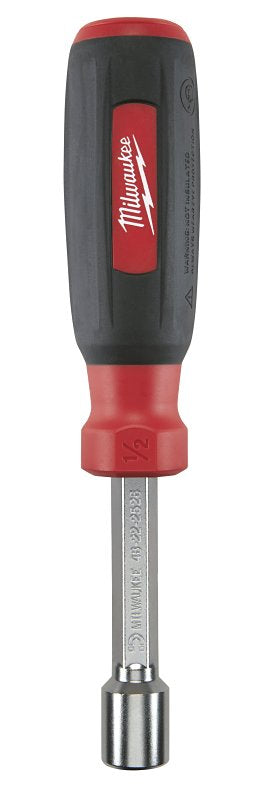 Milwaukee 48-22-2526 Nut Driver, 1/2 in Drive, 7-1/2 in OAL, Cushion-Grip Handle, Black/Red Handle, 3 in L Shank