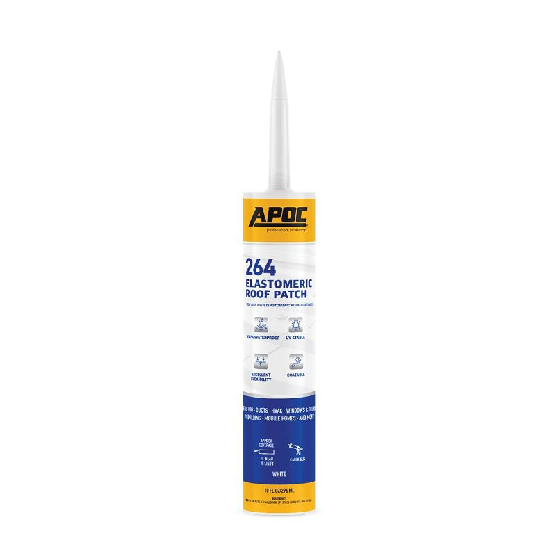 APOC AP-264 Series AP-2649 Elastomeric Roof Patch, White, Liquid, 10.1 oz, Tube