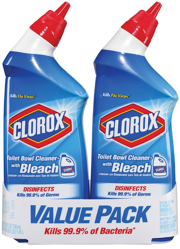 Clorox 00273 Toilet Bowl Cleaner, 24 oz, Liquid, Bleach, Crisp, Floral, Clear/Pale Green