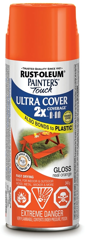 Rust-Oleum 253714 Spray Paint, Gloss, Real Orange, 340 g, Can