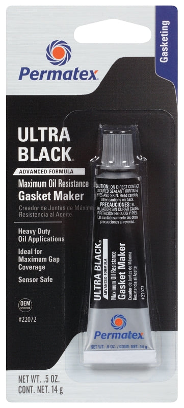 Permatex Ultra Black 22072 Gasket Maker, 0.5 oz Tube, Paste, Mild