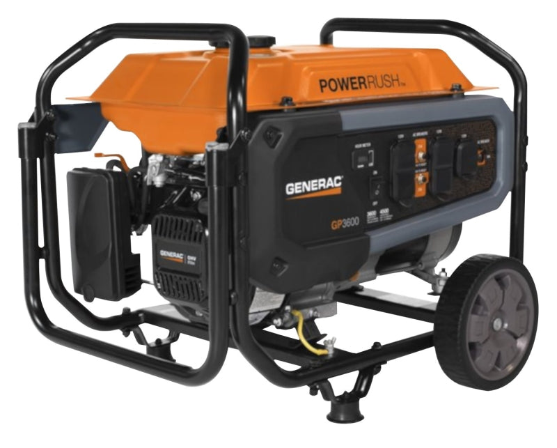 Generac GP 7678 Portable Generator, 30 A, 120 V, Gasoline, 3.7 gal Tank, 10.5 hr Run Time, Recoil Start