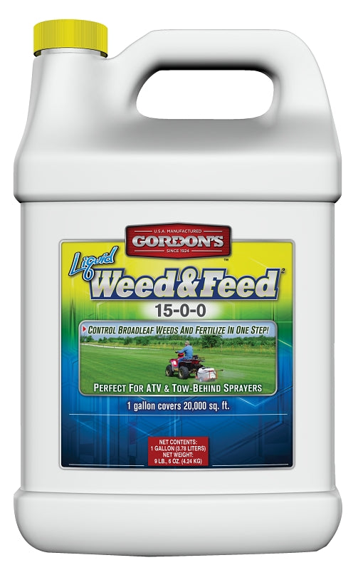 Gordon's 7311072 Weed and Feed Fertilizer, 1 gal, Liquid, 15-0-0 N-P-K Ratio