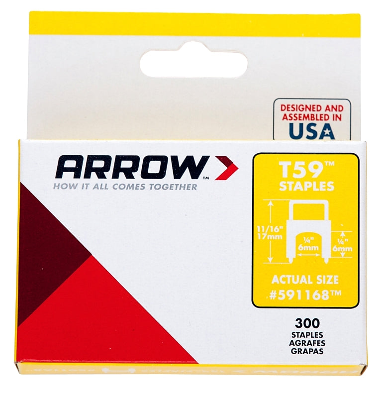 Arrow 591168 Cable Staple, 1/4 in L Leg, 1/4 in W Crown, Steel, Clear