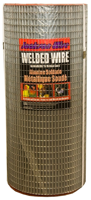 Jackson Wire 10101514 Welded Garden Fence, 10 ft L, 24 in H, 1 x 1 in Mesh, 16 Gauge, Galvanized