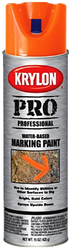 Krylon 45853 Inverted Marking Spray Paint, Fluorescent Orange, 15 oz