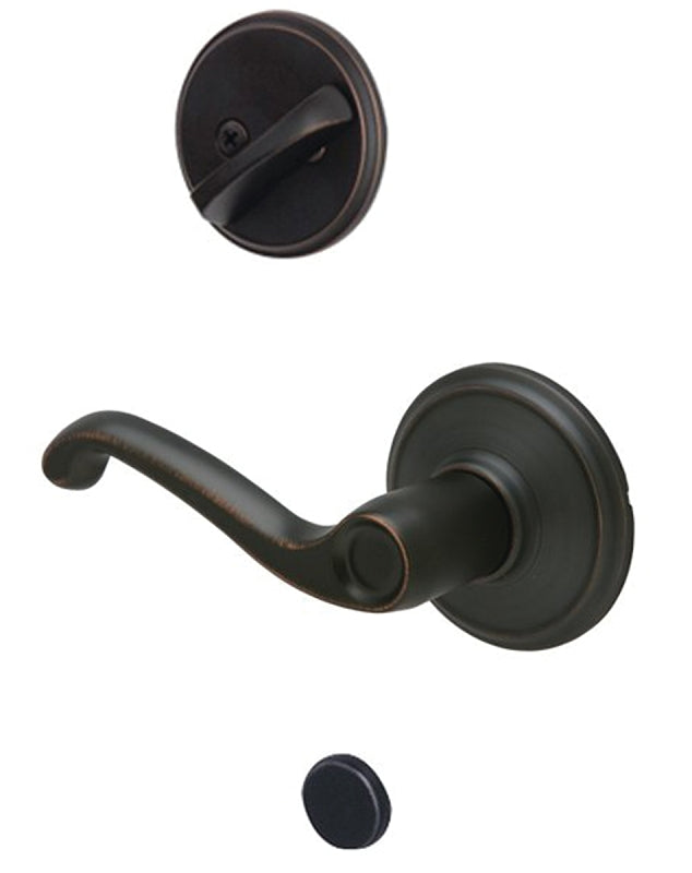 Schlage F59FLA716RH Handleset Interior Trim, 1 Grade, Mechanical Lock, Metal, Aged Bronze, Lever Handle, Residential