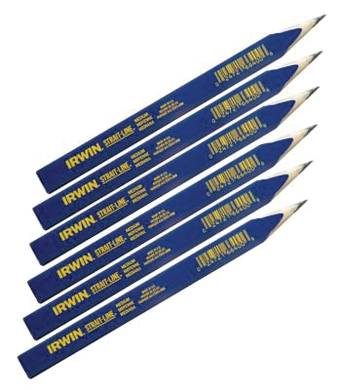 Irwin 66301 Carpenter Pencil, Blue, 7 in L, Wood Barrel