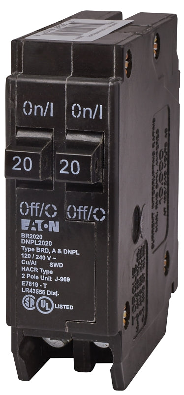 Eaton DNPL2020 Circuit Breaker, Duplex, Type DNPL, 20 A, 2-Pole, 120 VAC, Long Time, Instantaneous, Independent Trip
