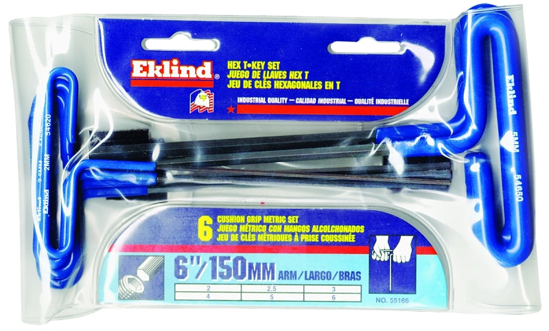 Eklind 55166 Hex T-Key Set, 6-Piece, Steel, Black