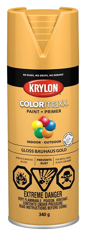 Krylon 455040007 Enamel Spray Paint, Gloss, Bauhaus Gold, 12 oz, Can