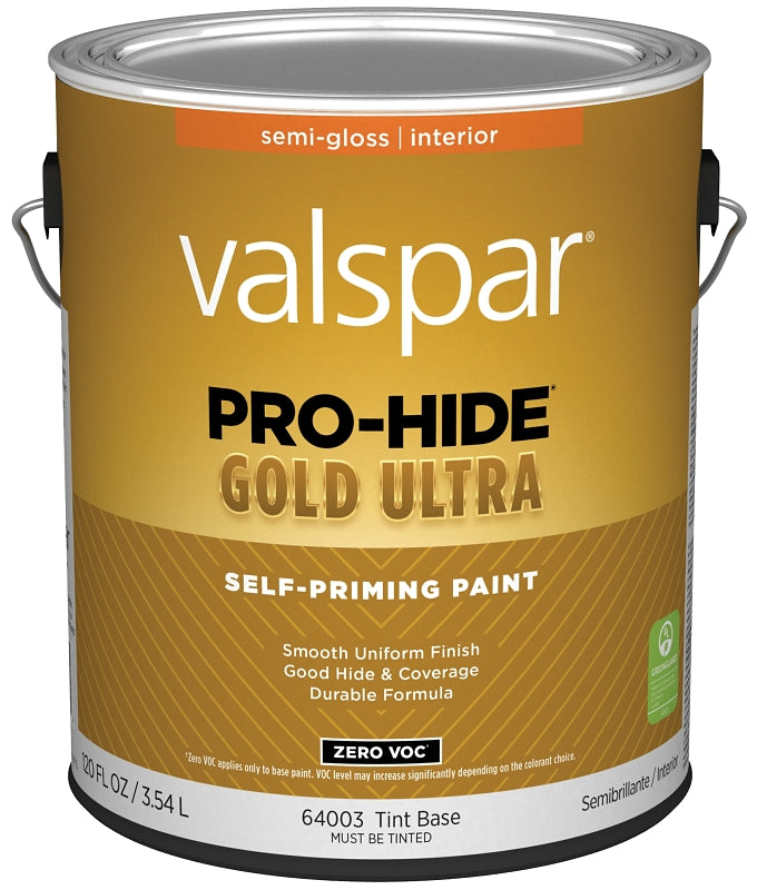Valspar Pro-Hide Gold Ultra 6400 028.0064003.007 Latex Paint, Acrylic Base, Semi-Gloss Sheen, Tint White, 1 gal