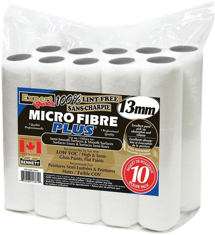 BENNETT 10PK M88-13MM Paint Roller, 13 mm Thick Nap, 240 mm L, Microfiber Cover