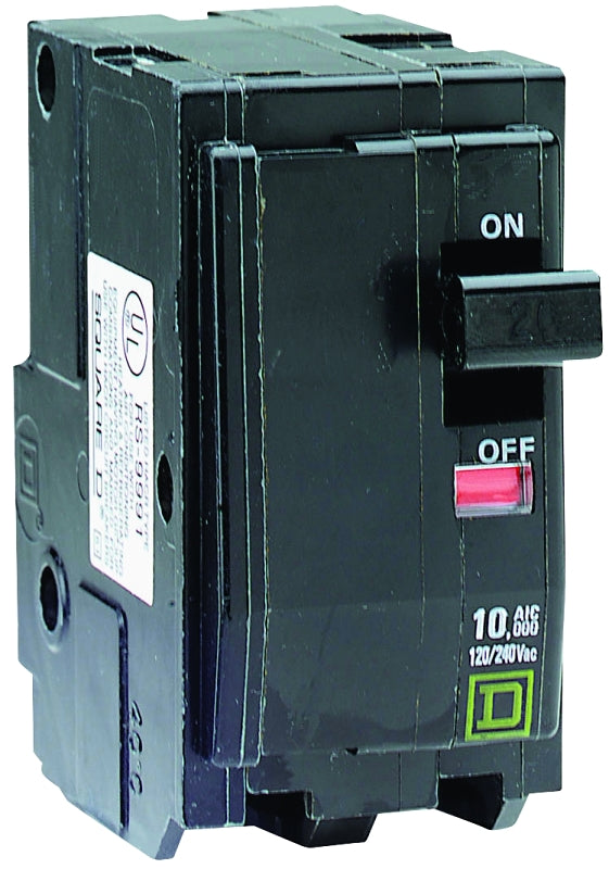 Square D QO QO230CP Circuit Breaker, In-Line, 30 A, 2 -Pole, 120/240 VAC, 48 VDC, Plug Mounting, Almond