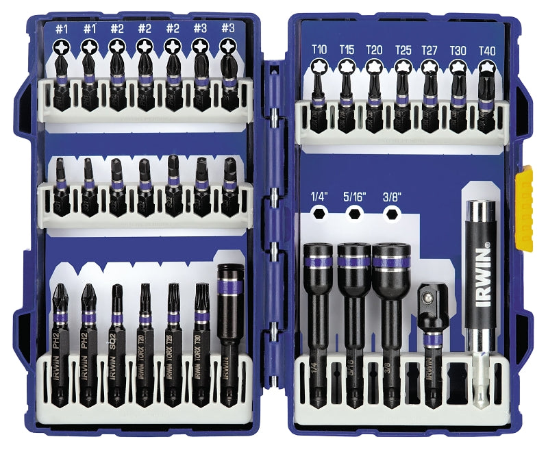 Irwin 1840315 Fastener Drive Set, 33-Piece, Steel, Black Oxide