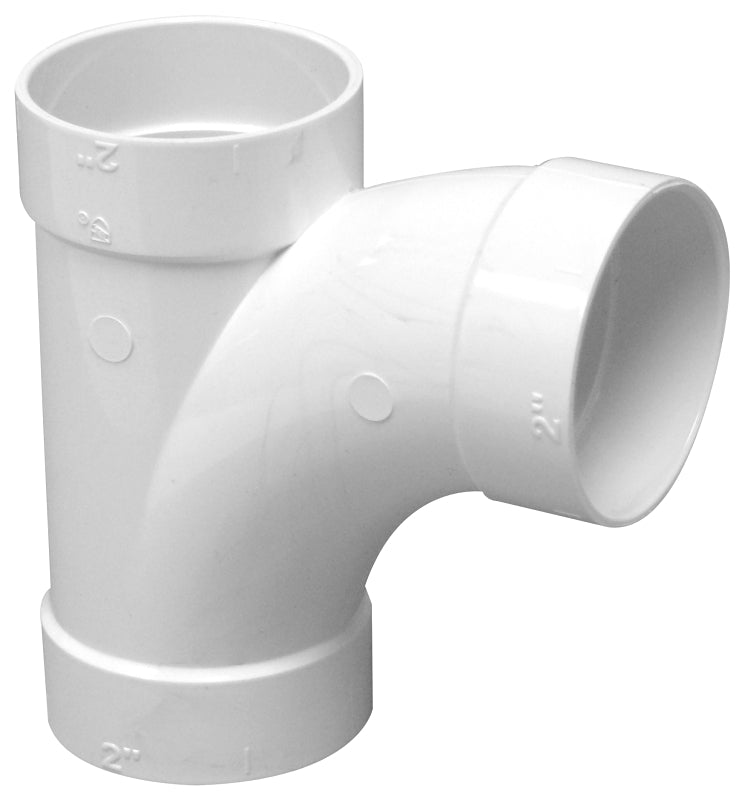 IPEX 201007 Sweep Pipe Tee, 2 in, Socket, PVC, White