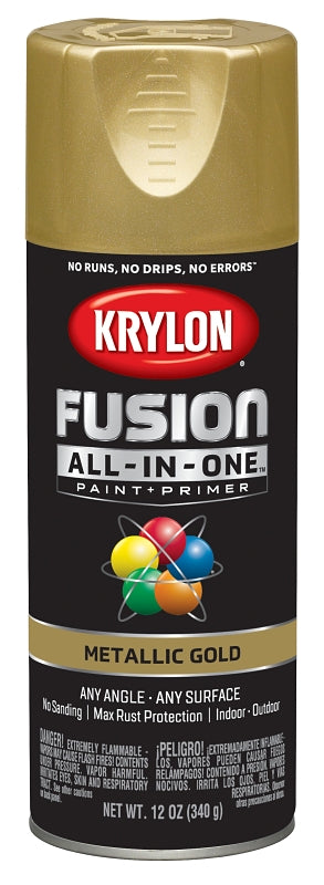 Krylon K02770007 Spray Paint, Metallic, Gold, 12 oz, Can