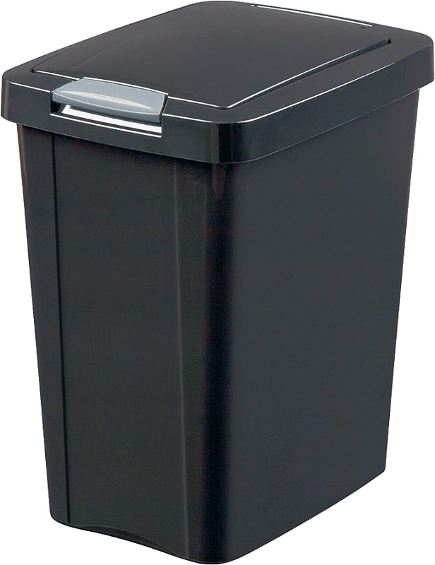 Sterilite TouchTop 10439004 Waste Basket, 7.5 gal Capacity, Black, 17-3/4 in H