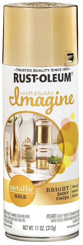 Rust-Oleum 355100 Metallic Spray Paint, Metallic, Gold, 11 oz