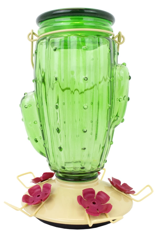 Perky-Pet 9111-2 Top-Fill Bird Feeder, Cactus Top, 32 oz, Nectar, 5 -Port/Perch, Glass/Plastic, 9 in H