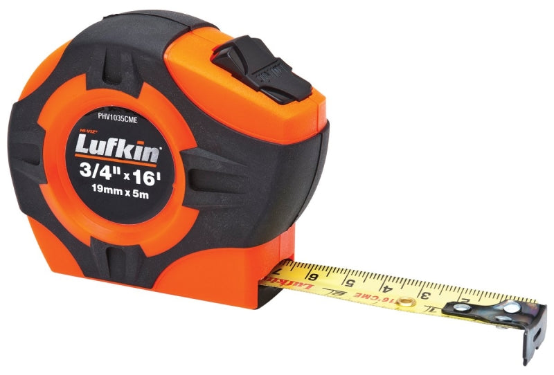 Crescent Lufkin P1000 Series PHV1035CMEN Tape Measure, 16 ft L Blade, 3/4 in W Blade, Steel Blade, Rubber Case