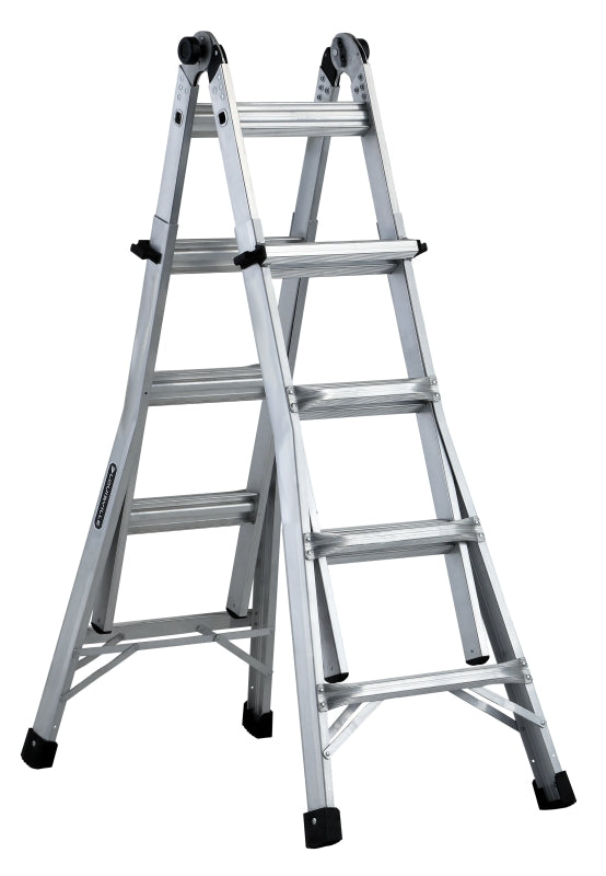 Louisville L-2098-17 Multi-Purpose Ladder, 9 to 15 ft Max Reach H, 16-Step, Type IA Duty Rating, Aluminum