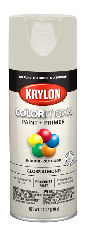 Krylon K05500007 Enamel Spray Paint, Gloss, Almond, 12 oz, Can